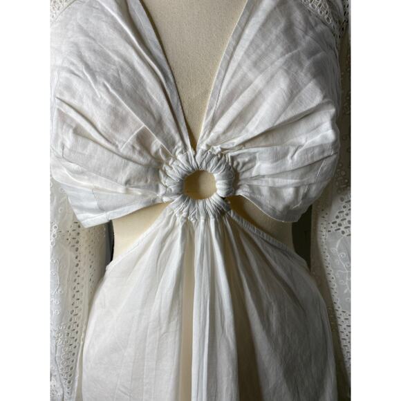 Shore Puff Sleeve Eyelet Cut Out Mini Cotton Dress - Picture 2 of 10